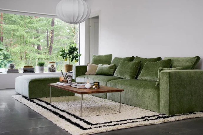 Groene SITS Liam modulaire hoekzetel in een Scandinavisch interieur